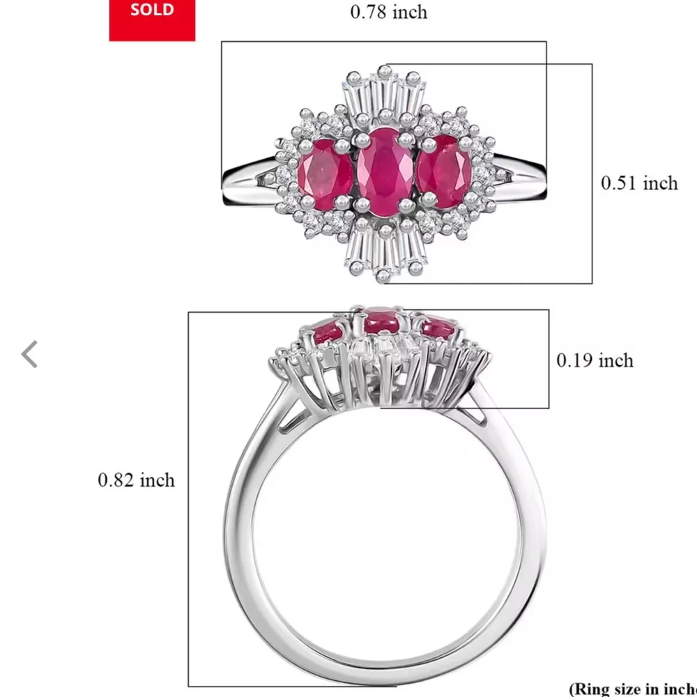 Montepuez Ruby and Moissanite Art Deco Ring in Rhodium Over Sterling Silver